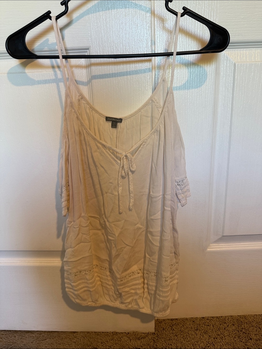 Lightweight Cream Cold-Shoulder Women's Top